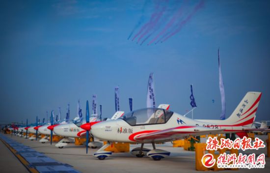 ▲ 航展現(xiàn)場，山河SA60L“阿若拉”飛機（資料圖） 企業(yè)供圖